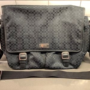 Coach Black Portfolio Bag with Luggage Tag